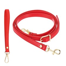 41-49 Inch Adjustable PU Leather Purse Strap with Wristlet, Red/Gold
