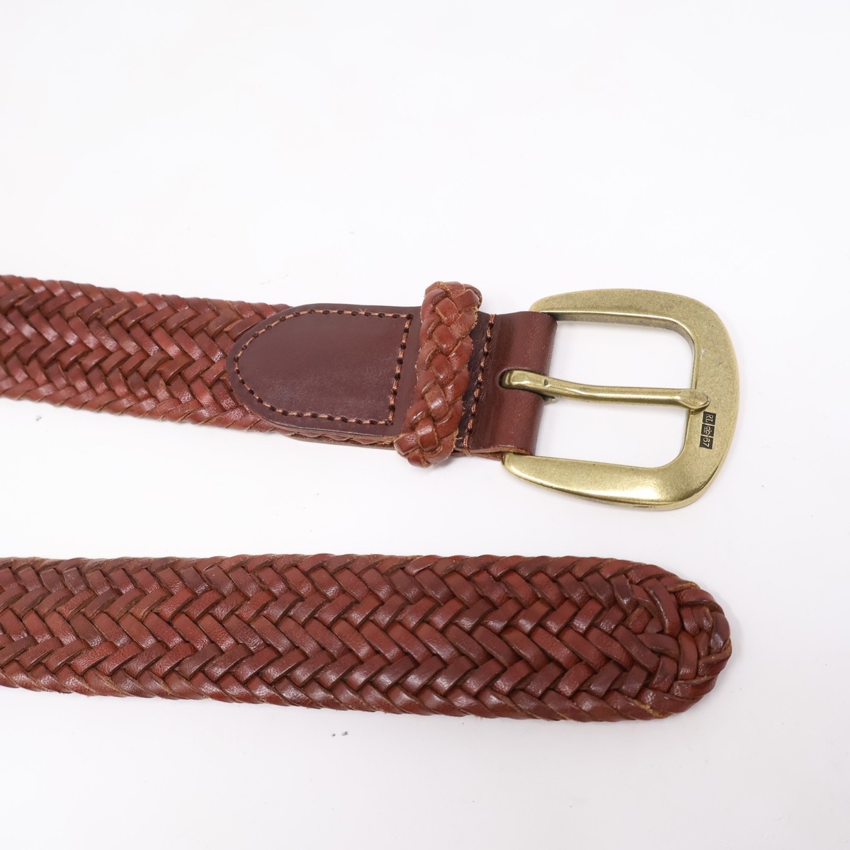 Lauren Ralph Lauren Brown Leather Belt Brass Buckle Contrast Stitch RL 32 80 Vintage Genuine Leather Studded Belt RL Denim & Supply Ralph  main image 4