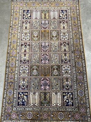 3x5 Luxurious Fine Hand-Knotted 100%Silk Persiane Qume Rug Handmade Gold