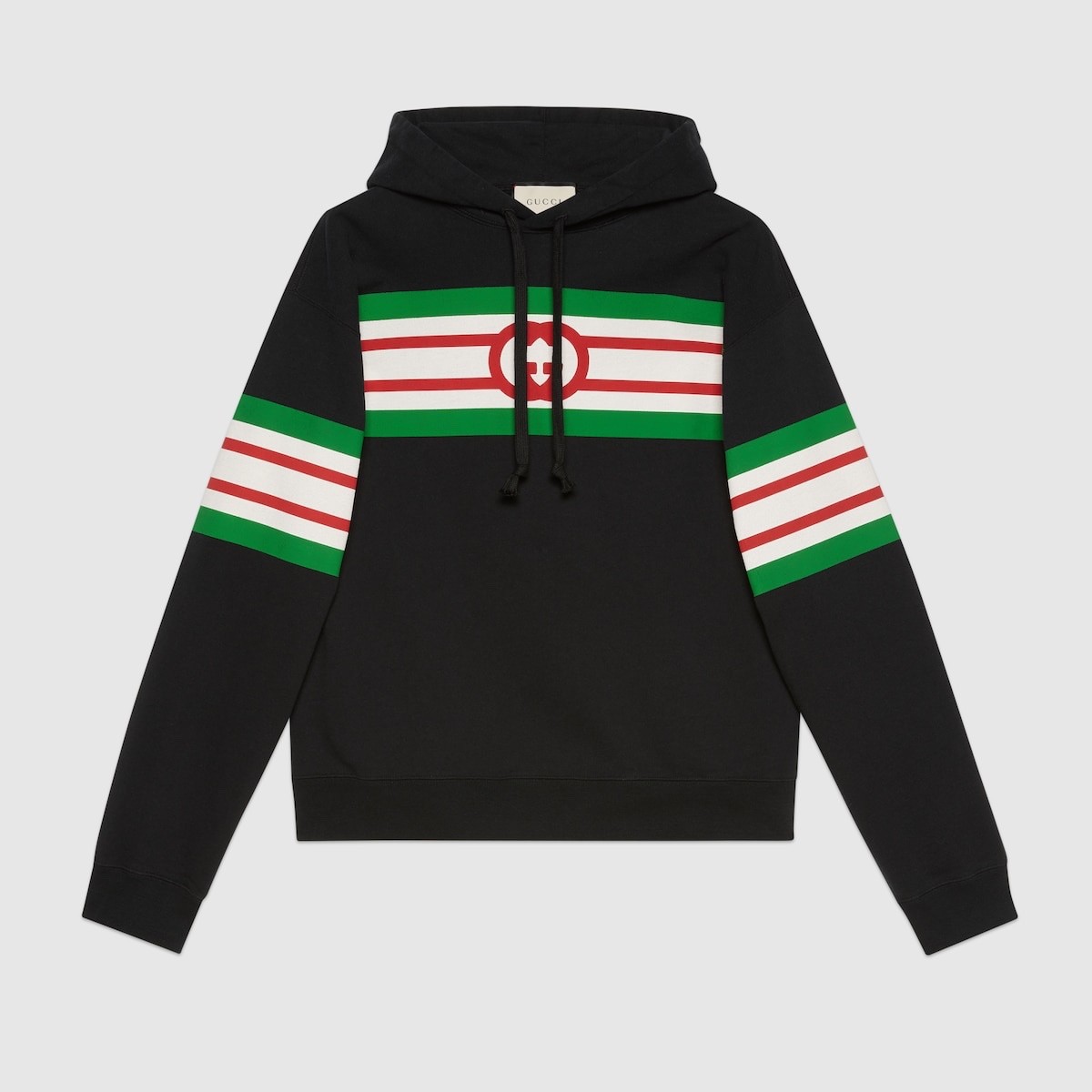 size S Gucci Interlocking G Print Hoodie Black Green Red Web