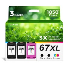 Ankink Ink Cartridge Black Combo 3-Pack for HP 67 XL