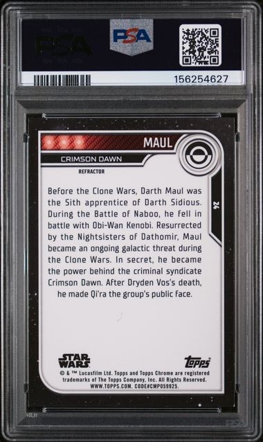 2023 TOPPS CHROME STAR WARS DARTH MAUL REFRACTOR #24 PSA 9 view 2