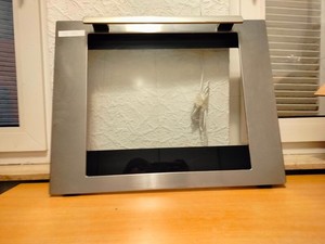 Backofentür mit Griff aus Edelstahl/Glas – komplett mit Scharnieren –  (W2 3133)
