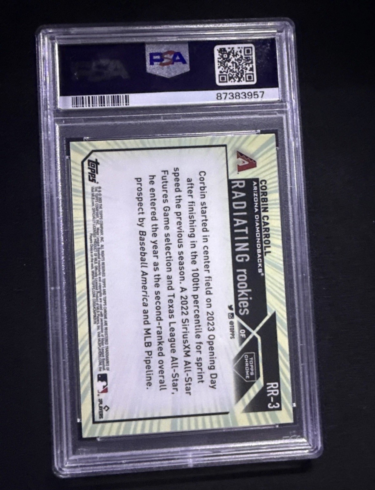 2023 Topps Chrome Corbin Carroll Radiating Rookies PSA 10! Diamondbacks! view 2