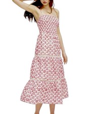 Rabbit x Target Floral Tie-Shoulder Tiered Maxi A-Line Dress Red Sz L NWT