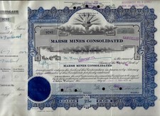 Marsh Mines Consolidated, Washington, 1922 (50 Shares) + Tax-Marke