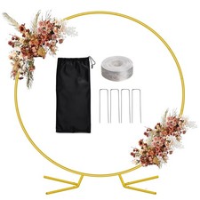 6.6FT Balloon Arch Stand Kit, Metal Round Backdrop Stand for Parties, Gold Ci...