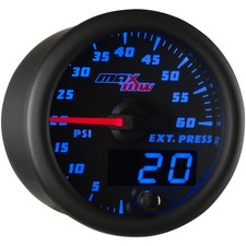 52mm Black Blue Maxtow 60 Psi Exhaust Pressure Gauge Kit
