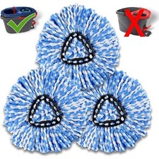 Microfiber Replacement Mop Heads for Spin Mop Blue White Set of 3