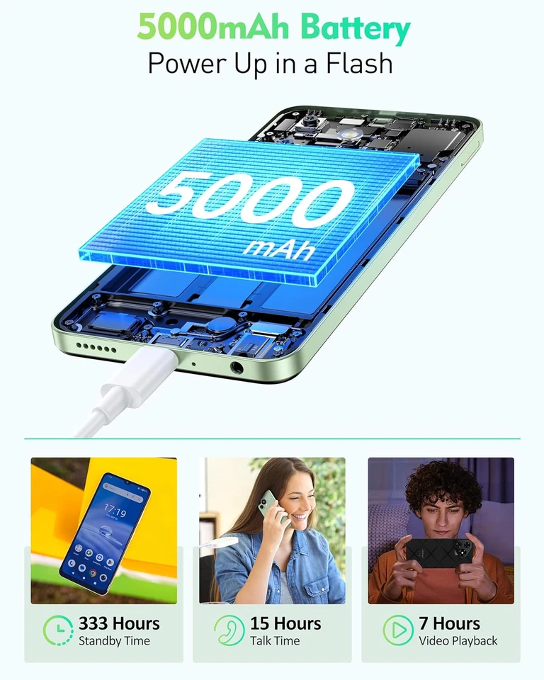 Note 19 Smartphone, 6GB RAM+64GB ROM/SD-512GB Android 14 Cellulari, 6.56" HD+, F - Immagine 4 di 4