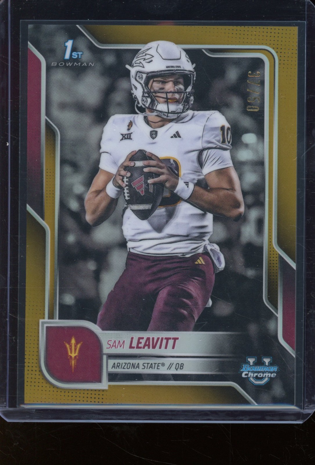 2025 Bowman Chrome U Sam Leavitt 1st Gold /50 #195
