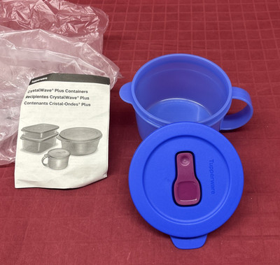 Tupperware CrystalWave Plus Container Leakproof 16oz Soup Mug Blue NEW