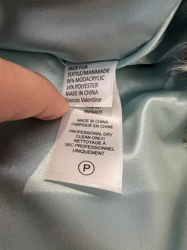 Frances Valentine Women Gray Faux Fur Poncho Coat Designer Vintage Inspired - Image 4 of 4