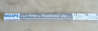 Philips F15T8/CW 15W T8 Fluorescent Tube Cool White 18 Inch Lamp NEW