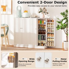 Tall Kitchen Pantry Storage Cabinet with Doors and Adjustable Shelves