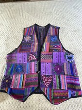 Vintage Embroidered Hand Woven 100 Cotton Vest Made in Guatemala Size M Rare 