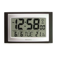 Acctim Stratus 74053 Radio Controlled Wall Desk Clock, Large Display, Black 