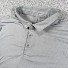 Lululemon Evolution Polo Shirt Mens M Grey Striped Short Sleeve Athletic Golf