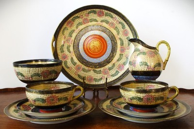Exquisites antikes japanisches Teeservice handbemalt in Japan Nippon 9-teiliges Set