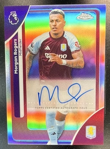 2026 Topps Chrome Premier League Morgan Rogers #CA-RO Auto Refractor Aston Villa