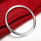 Solid 925 Sterling Silver Filled Womens Plain ROUND GOLF Bracelet Bangle 65MM