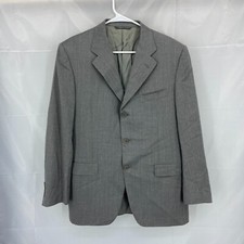 Canali Men 50R US 40R Suit Jacket 3 Button Blazer Sport Coat Gray Career Italy