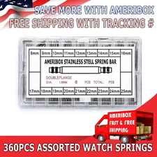 360pcs Watch PINS SPRING BARS Band Strap Link 8-25mm Repair Kit Stainless Steel 