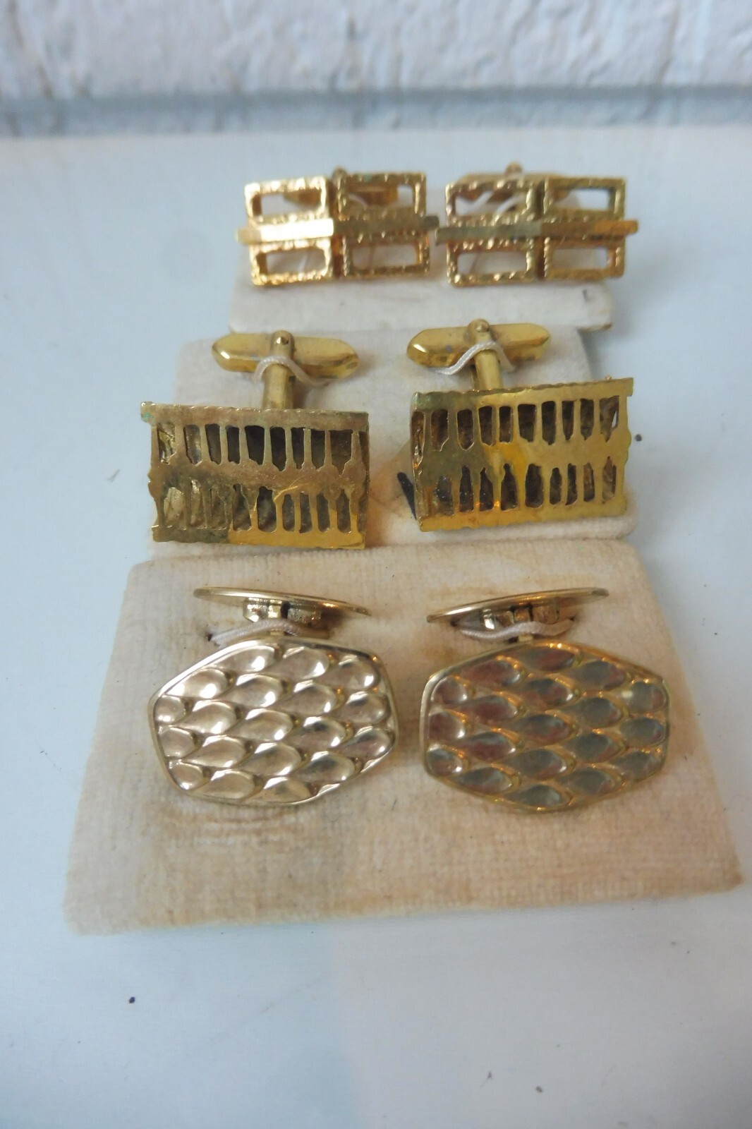 Cufflinks, 3 Pair Beautiful,Solid Cufflinks, Gold… - image 1