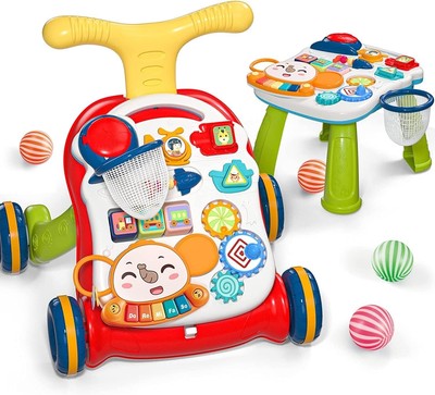 CUTE STONE Sit-to-Stand Learning Walker, 2 in 1 Baby Walker, Early Educationa...