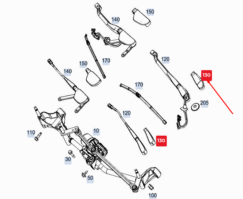 MERCEDES-BENZ GLE W167 Frontwischerarmabdeckung A1678240500