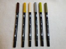 Tombow ABT Assorted Color Duel Brush Pen Lot of 6, 3 Acid-Free, 3 Water-Based