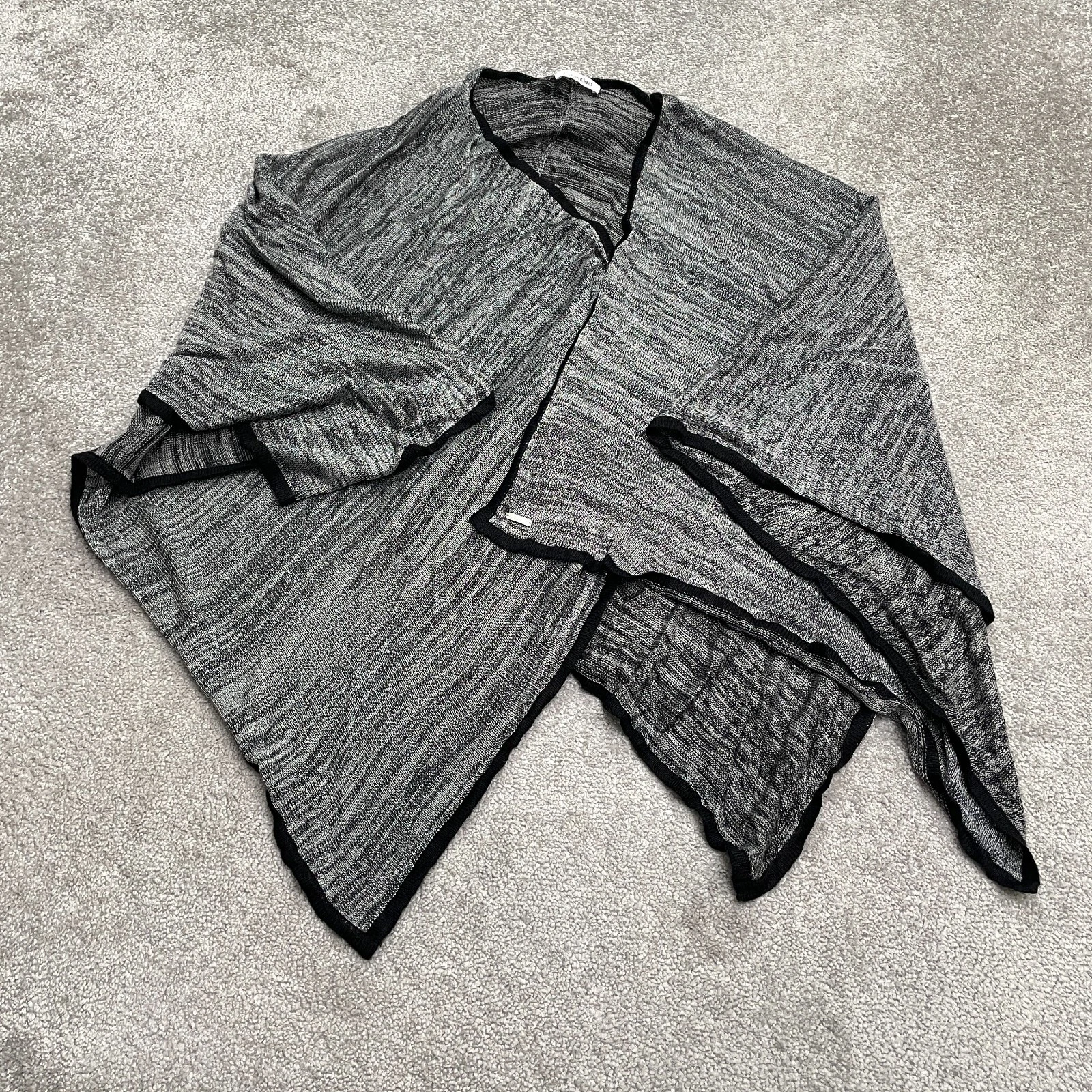 Calvin Klein Shiny Metallic Cape Sweater Womens One Size Black Poncho Kimono