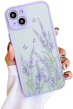 Compatible with iPhone 13 Case for Clear Frosted PC Back 3D Floral Girls Woman a