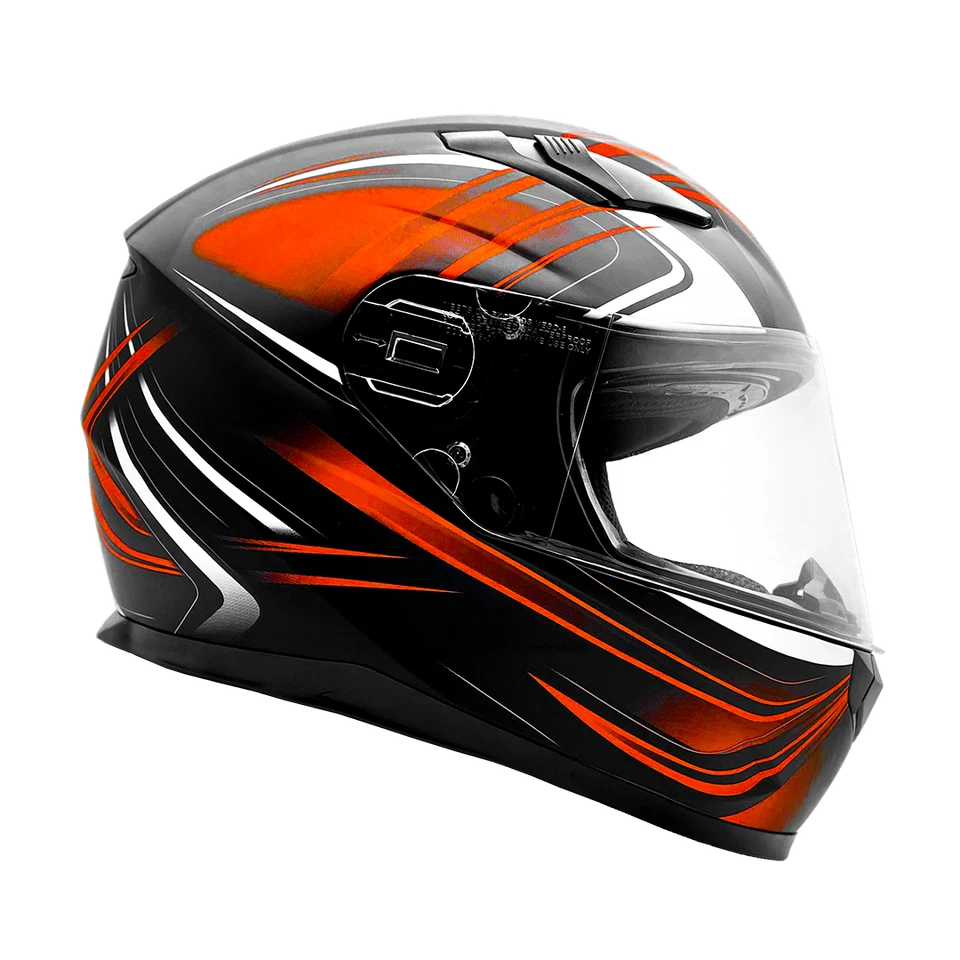 Orange Full Face Snowmobile Helmet Dual Lens Heated shield Retractable Sun Visor — 第 3/4 张图片