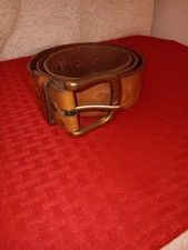 Amanda Smith Brown Leather Belt Womens M 36" Cognac Tone With Butterflies