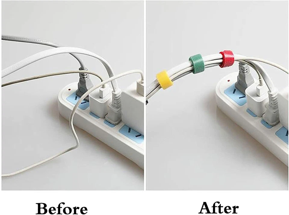 6 piezas Correas de cable de tela de microfibra Gancho Lazo Reutilizable Cable de fijación 6" Lazos Foto 3 de 4