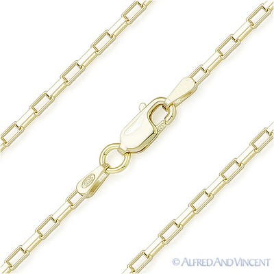 925 Italien Sterlingsilber 14k GP 1,7 mm lang offene Box Glied italienische Kette Halskette