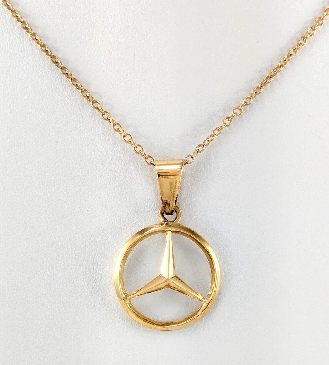 Ciondolo Uomo Mercedes Benz Con Diamante Simulato 4Ct - Placcato Oro Giallo 14K