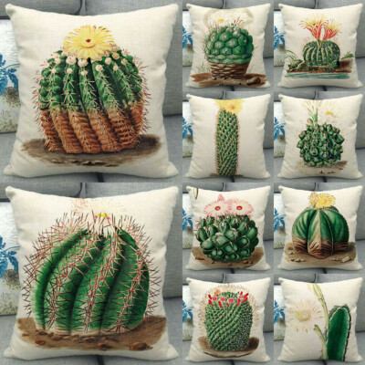 Summer Tropical Cactus Floral Decorative Throw Pillow Cover