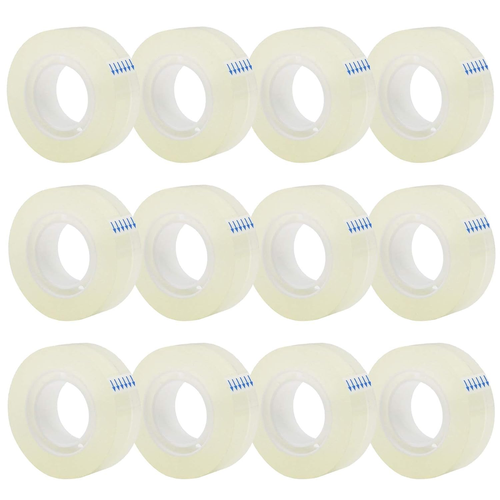 12 Rolls Transparent Tape Refills, Clear Tape, All-Purpose Transparent Glossy Ta