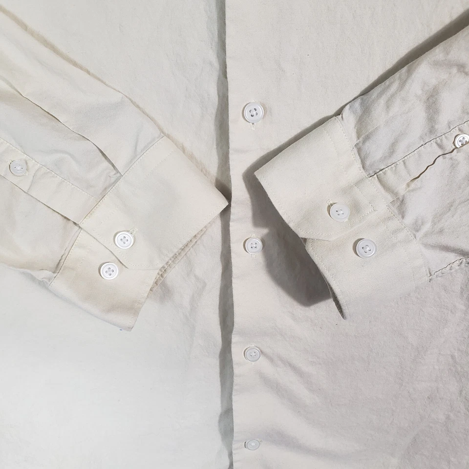 Camisa de vestir Express 1MX para hombre 2XL 2XLarge marfil calce ajustado plisada espalda manga larga Foto 4 de 4