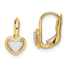 Real 14kt Madi K Two-Tone Children's Heart Hoop Earrings