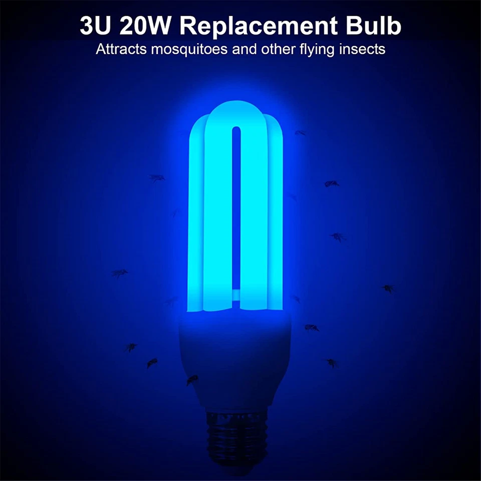 1 or 2 Pack 3U 20W Replacement Bulbs for 20W Bug Zapper with E27 Base Universal - Image 2 of 4