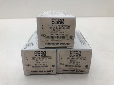 (QTY.3) ARROW-HART 6560 250V LOCKING RECEPTACLES