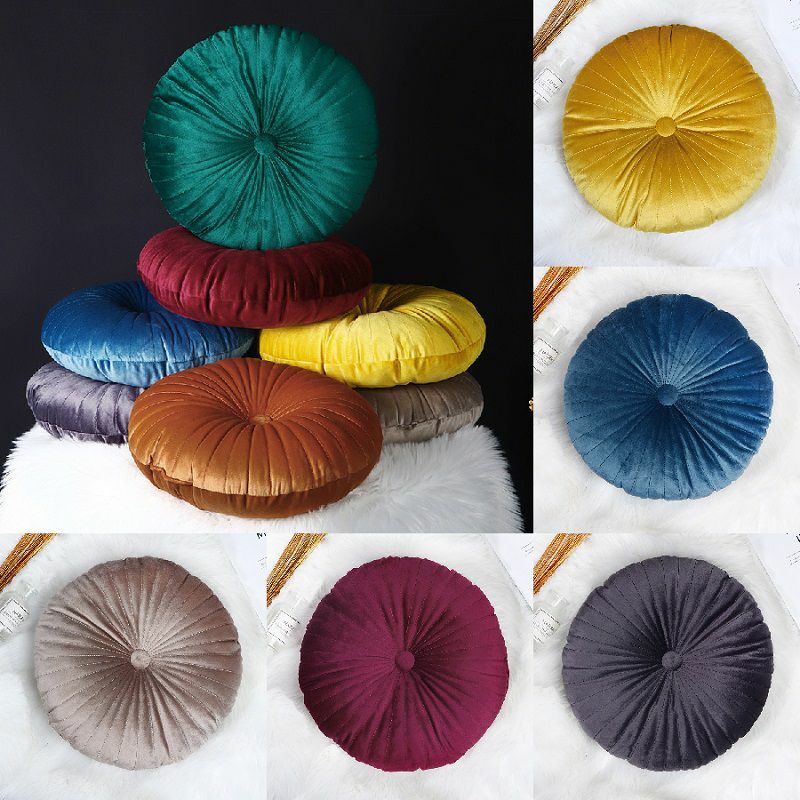 Round Velvet Throw Pillow Pumpkin Chair Sofa Seat Backrest Cushion