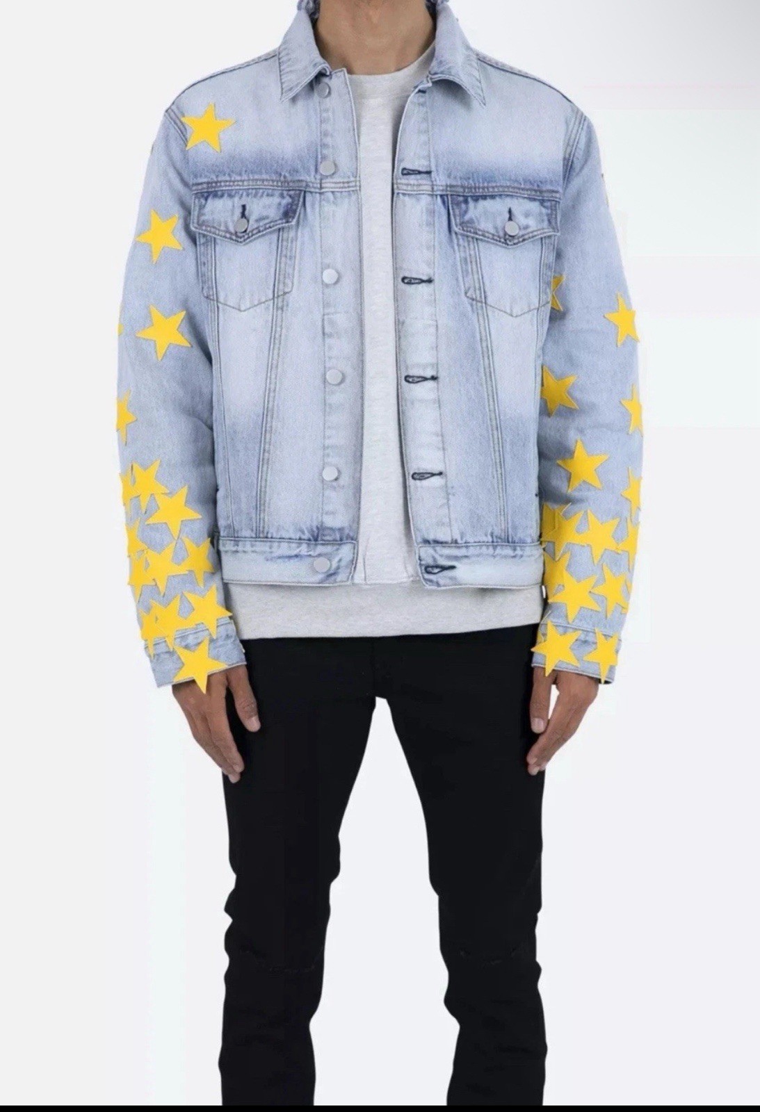 MNML Men's Star Trucker Jacket - Blue/Yellow M
