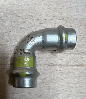 Viega Bogen 90 Grad SC Sanpress Inox G 0216 für Gas in 15 mm Edelstahl