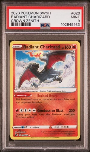2023 Pokémon Sword And Shield Crown Zenith Radiant Charizard #020 Card Psa 9!!! - Picture 1 of 2