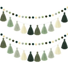 4 Pcs Easter Pom Pom Tassel Garland Felt Pompom Ball Banner Tassel Garland fo...