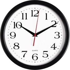 Bernhard Products Black Wall Clock Silent Non Ticking 10 Inch 10 Inch, 